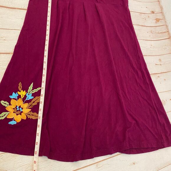 Caite Raspberry Floral Embroidery Rayon Spandex Cowl Neck Dress - Picture 12 of 12